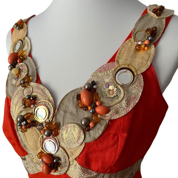 Vintage Medium Dress Y2K beaded Cocktail Dress Fall Rene Derhy Paris RARE Large - Picture 9 of 17